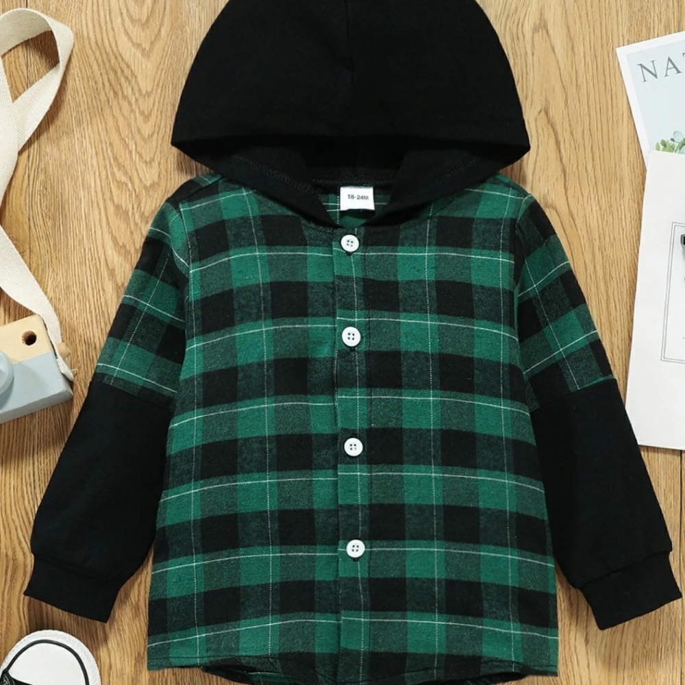 boys buffalo plaid hooded shirt jacket
